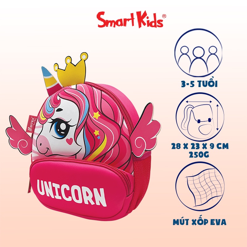 Balo mẫu giáo Smartkids Cute Pets cho bé 3 tuổi siêu nhẹ hình thú dễ thương đáng yêu học mẫu giáo nhà trẻ