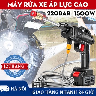 Máy rửa xe dùng pin Hitachi 199V, Máy xịt rửa tăng áp Hitachi 199V áp lực cao 1400W [Tặng bình tạo bọt]
