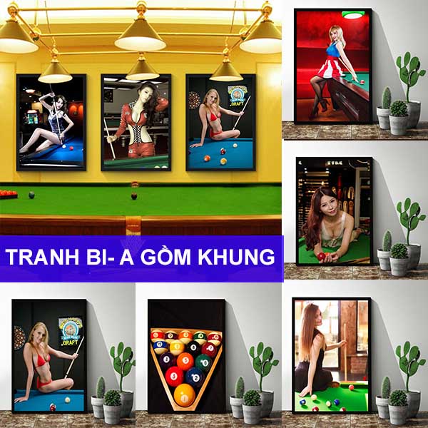 Tranh bida billiard decor quán bi-a nhiều mẫu mã đẹp tăng độ chuyên nghiệp cho quán chất liệu canvas cao cấp BH 5 năm