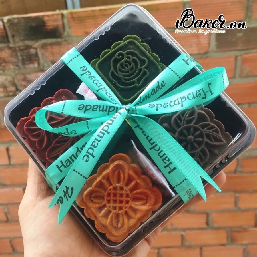 (Set 10) Hộp nhựa 4 ngăn đế đen FG134 đựng bánh trung thu, mochi, bánh bao, bánh su,...