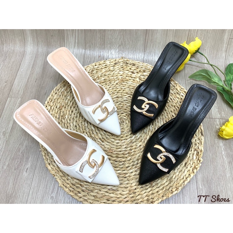 Giày sục 5cm đính khóa da rắn  TT shoes tien002