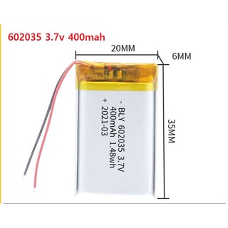 [Hỏa Tốc] Pin 3.7V 400mah 602035 Tai Nghe Loa Mp3 MP4 MP5 GPS PSP Bluetooth