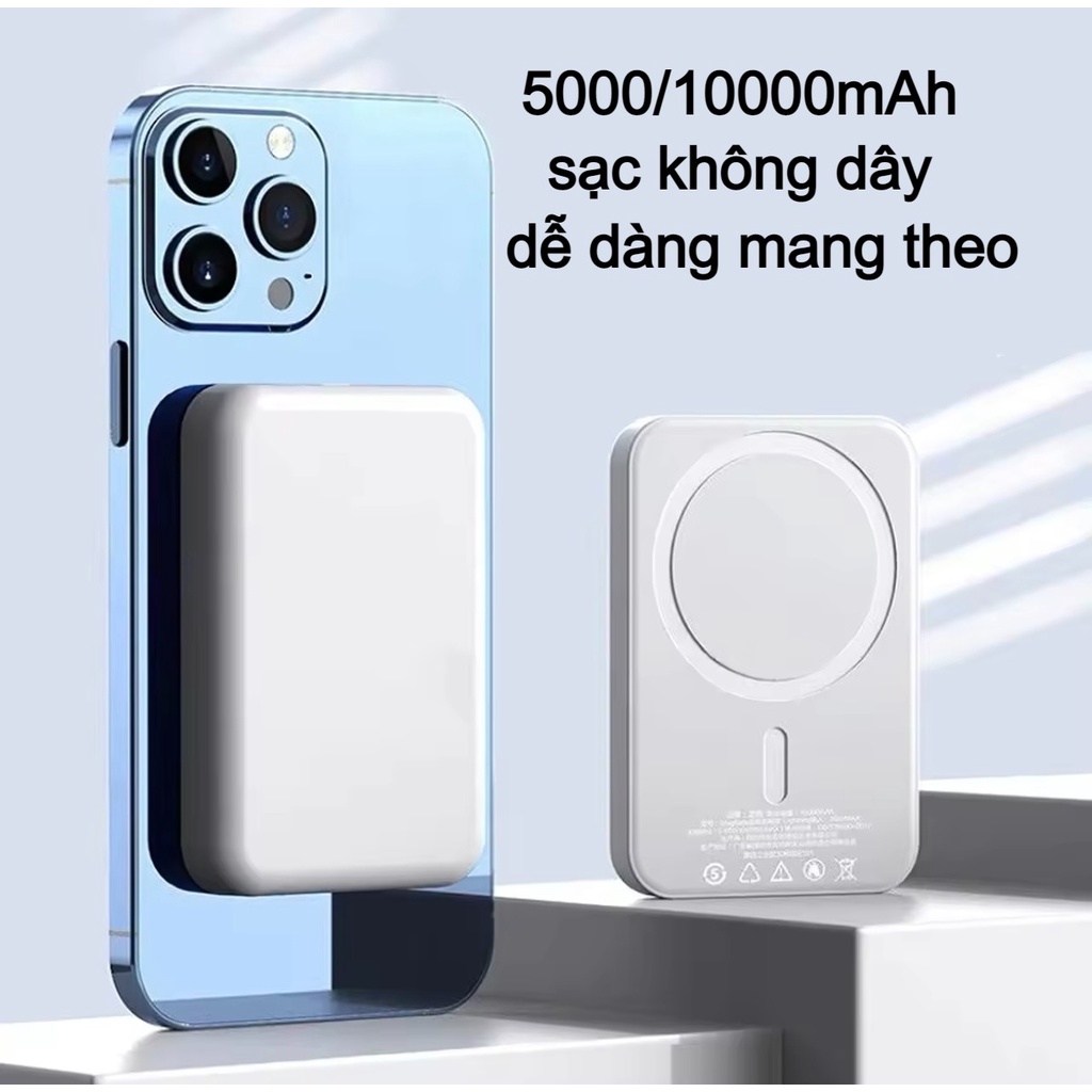Sạc dự phòng không dây từ tính,sạc nhanh pin 20W, mini nhỏ gọn cao cấp hỗ trợ iphone 5000/10000mah