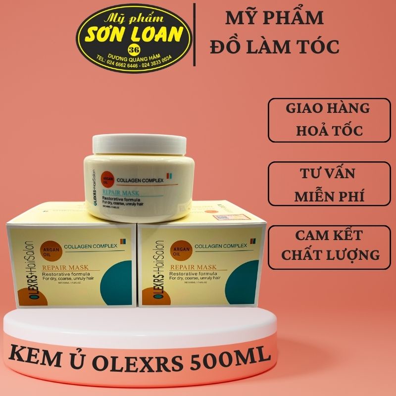 Kem ủ OLEXRS collagen complex repair mask phục hồi tóc mềm mượt 500ml
