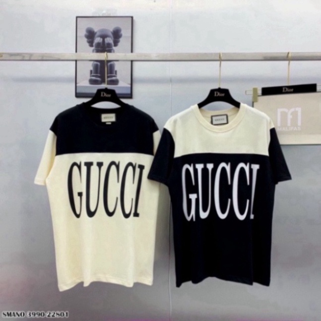 Áo thun In Chữ Gucci đen và trắng Chất Liệu Cotton Co Giãn 4 Chiều Hình In 5D - Áo From Dáng Unisex Nam Nữ Hottend 2023