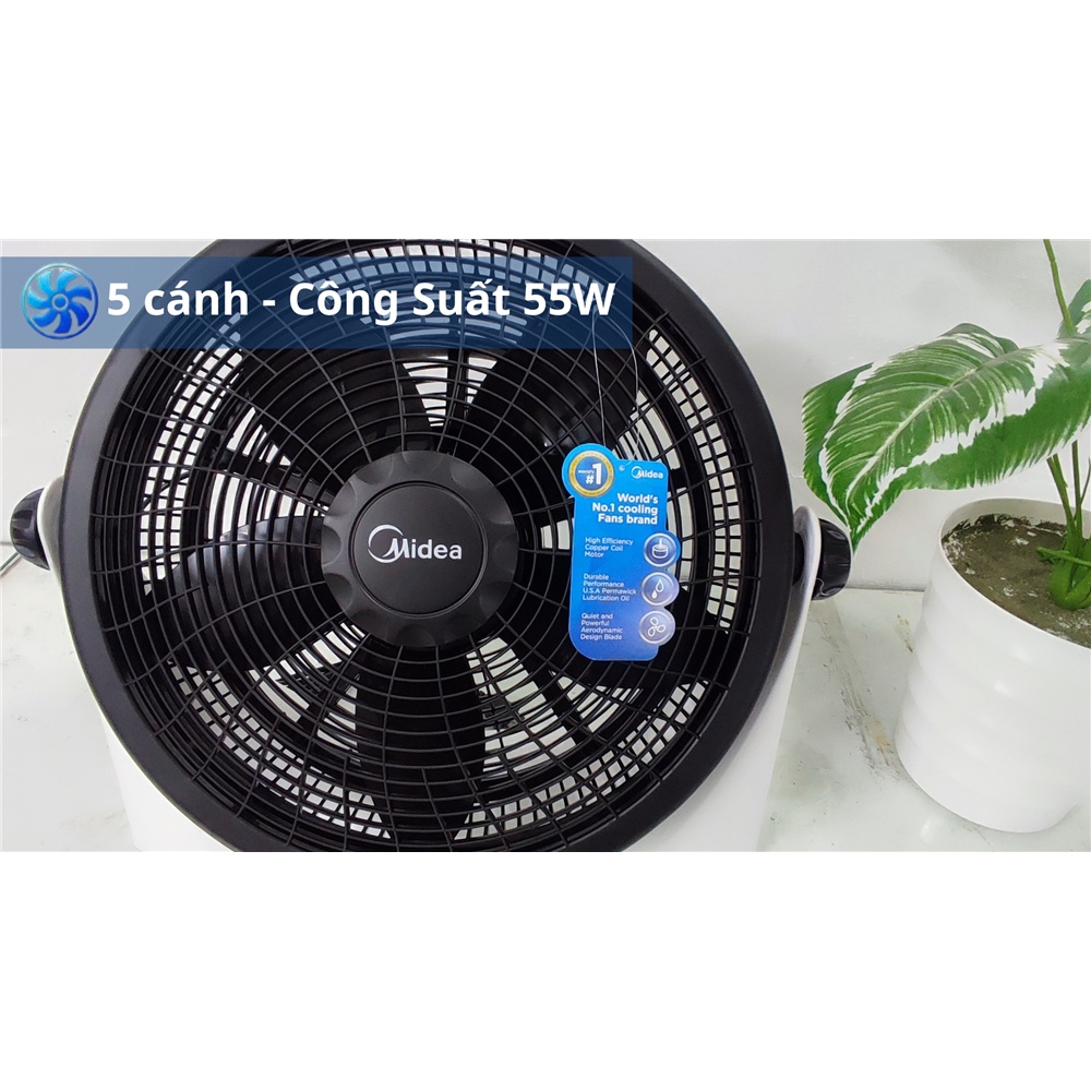 Quạt hộp Midea FB40-9H công suất mạnh mẽ 55W với 5 cánh 40cm quạt bàn xoay 360 độ thiết bị gia dụng ANKOMI