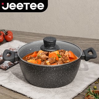 JEETEE Nồi hầm chống dính 24cm Nồi nấu trọng lượng nhẹ nguyên bản Nồi súp dung tích lớn có nắp cho bếp cảm ứng & bếp Gas