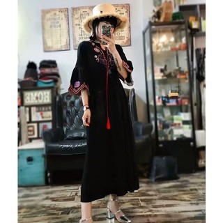 Váy Maxi Hoạ Tiết Boho Thêu Hoa 04