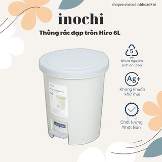 Thùng rác đạp tròn Inochi Hiro 6L - Ag+ (ion bạc) kháng khuẩn khử mùi