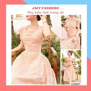 V3447 Váy đầm ren be hồng xoè tiểu thư váy đầm ren cổ vuông nữ tính