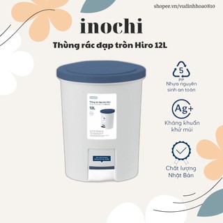 Thùng rác đạp tròn Inochi Hiro 12L - Ag+ (ion bạc) kháng khuẩn khử mùi
