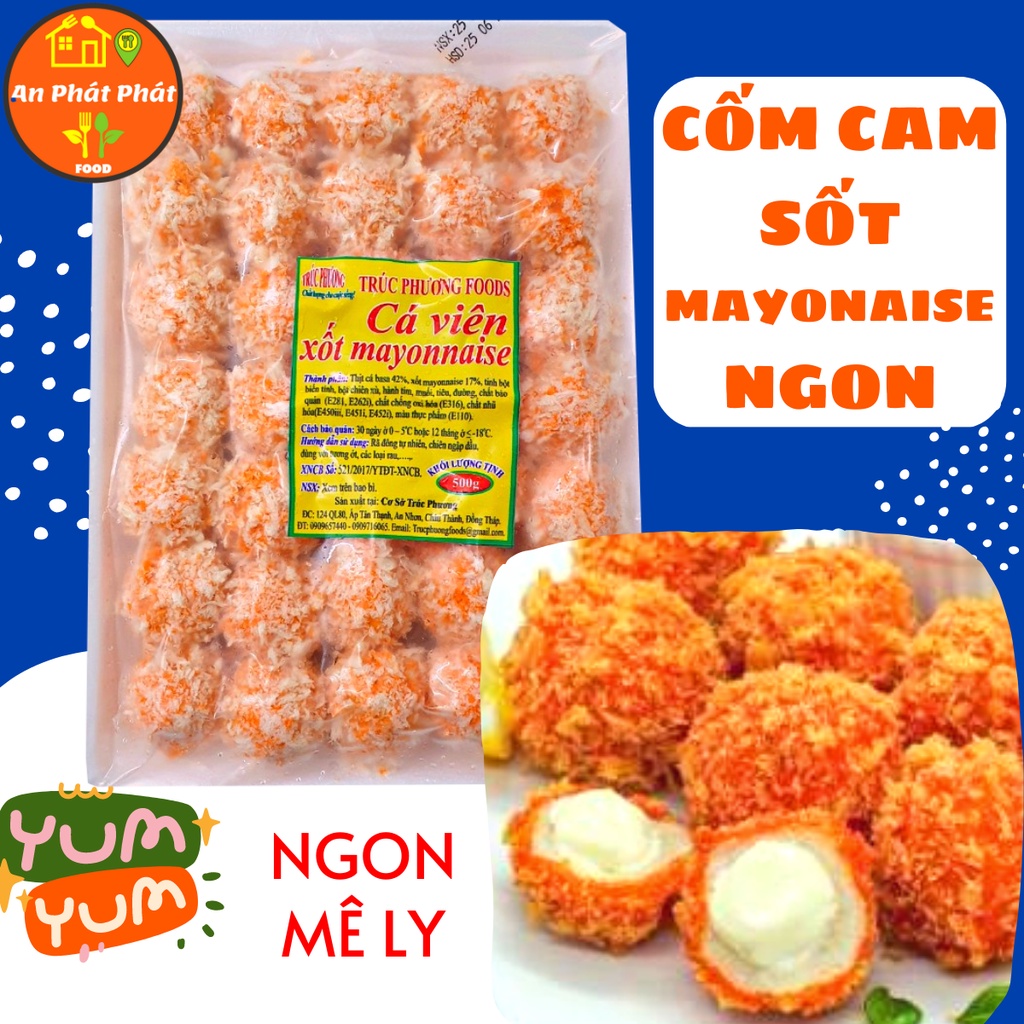 Viên hải sản sốt phô mai Ly House 500g, Cốm cam bọc mayo thơm ngon, giòn rụm. Món ăn vặt hợp vệ sinh, an toàn thực phẩm