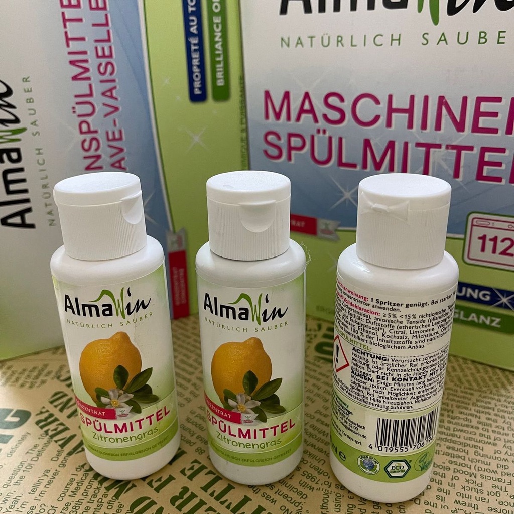 Nước rửa bát chén hữu cơ Almawin 100ml, đánh bay mọi vết bẩn trên chén bát, bảo vệ da tay