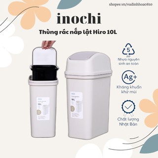 Thùng rác nắp lật Inochi Hiro 10L - Ag+ (ion bạc) kháng khuẩn khử mùi