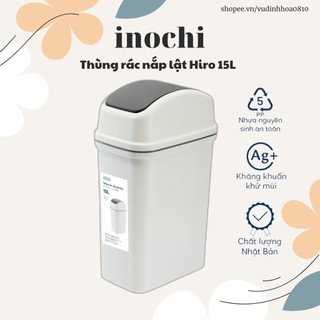 Thùng rác nắp lật Inochi Hiro 15L -  Ag+ (ion bạc) kháng khuẩn khử mùi
