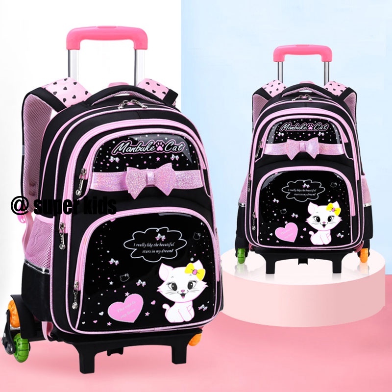 SUPER KIDS vali kéo trẻ em Balo Kéo Đi Học Cỡ Lớn Chống Thấm Nước Đa Năng Cho Bé túi