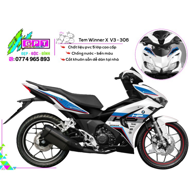 Tem xe Winner X V3 Mẫu HP4 WinX 150 I V306 I Decal Rời Cao Cấp Dễ Dán, Chống Nước, Chống Phai Màu