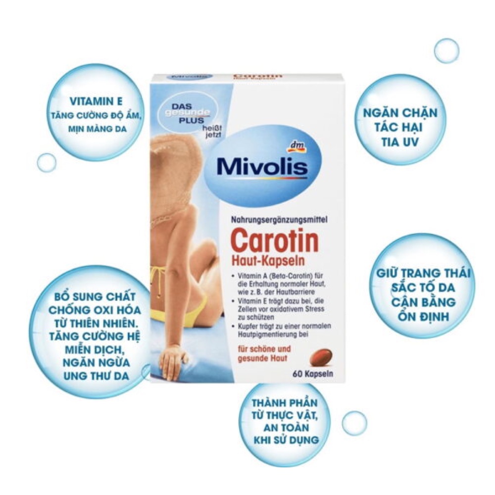 [LINARY1994] Viên Uống Chống Nắng Mivolis Carotin Hộp 60 Viên (Đức)