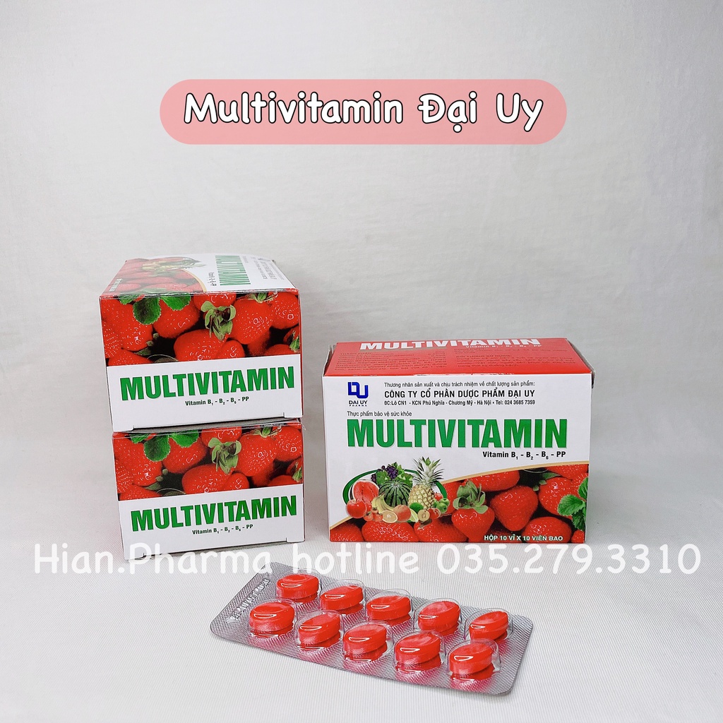 Multivitamin Đại Uy bổ sung vitamin, giúp tăng cường đề kháng, tăng cường miễn dịch - Hộp 100 viên Hian