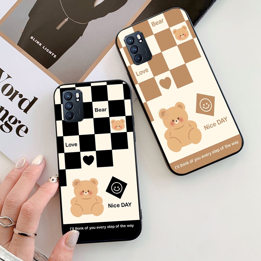 Ốp lưng oppo reno 6 / reno 6z / reno 6 pro / reno 6 pro plus bộ hình gấu bear kẻ caro hot 2023
