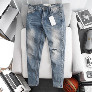 Quần jean nam denim chất bò cao cấp hàng xuất xịn ôm dáng rách bụi
