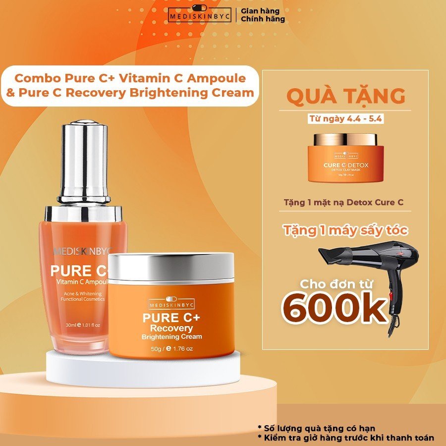 Combo Kem Dưỡng Trắng Da & Serum Vitamin C Pure C+ Mediskinbyc