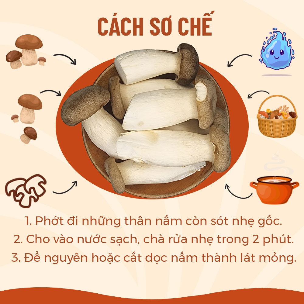 [HCM] Nấm Đùi Gà Baby (Nhỏ) Tươi Ngon Dễ Dùng 200gr 500gr 1kg - Nông Trại Nấm Xanh