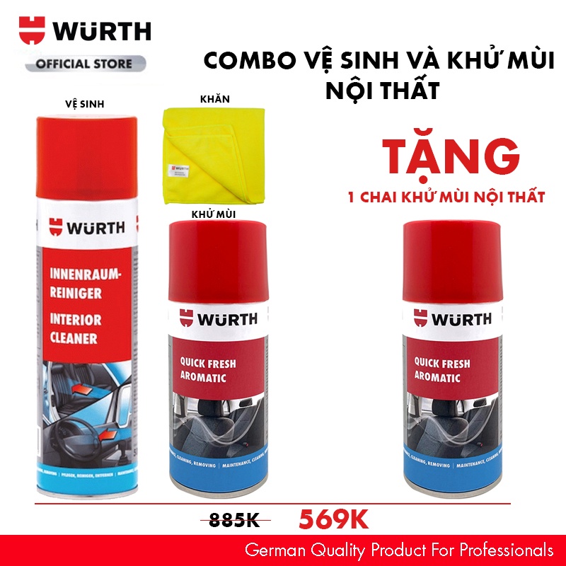 Combo Wurth Chuyên Vệ Sinh Và Khử Mùi Nội Thất Ô tô Hoặc Phòng Kín Siêu Tiết Kiệm