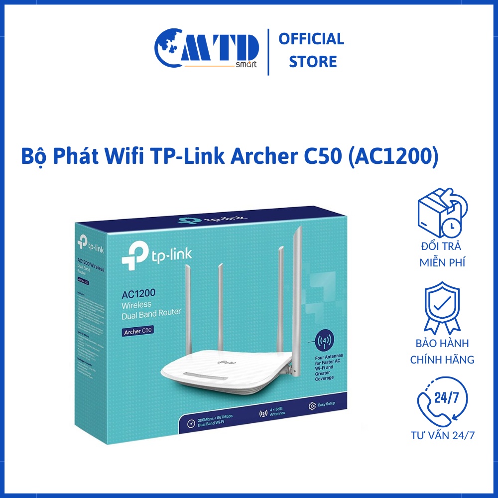 Bộ Phát Wifi TP-Link Archer C50 (AC1200) (4 Anten, 2 Băng Tần)