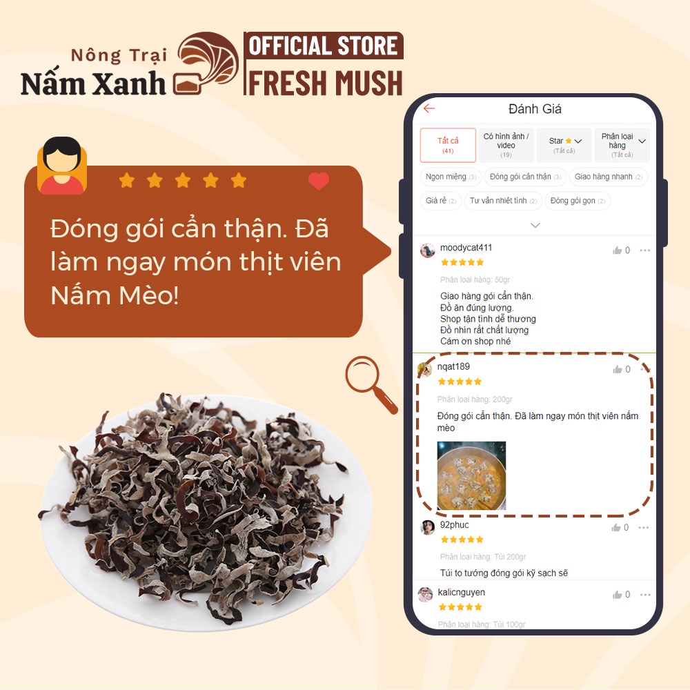 Nấm Mèo Sợi 500gr 1kg (Mộc Nhĩ Thái Sợi) Giòn Dai Tiện Ngon Sạch - Nông Trại Nấm Xanh