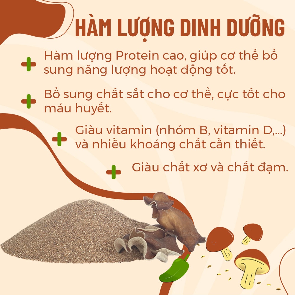 Bột Nấm Mèo 500gr 1kg (Bột Nấm Mộc Nhĩ) Tạo Độ Ngon Giòn Dai Cho Món Ăn - Nông Trại Nấm Xanh