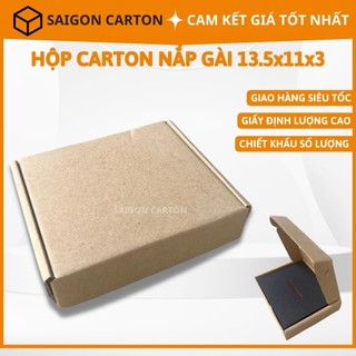 100 Hộp carton 13,5x11x3 nắp gài, nắp cài đựng ví, mỹ phẩm nailbox, sản xuất bởi SÀI GÒN CARTON