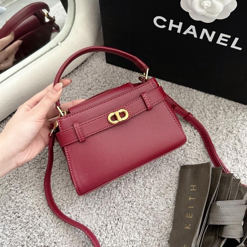 Túi CNK Khoá Xoay Mini Quai Vòm sz18 Xuất Xịn 2 Loại Da