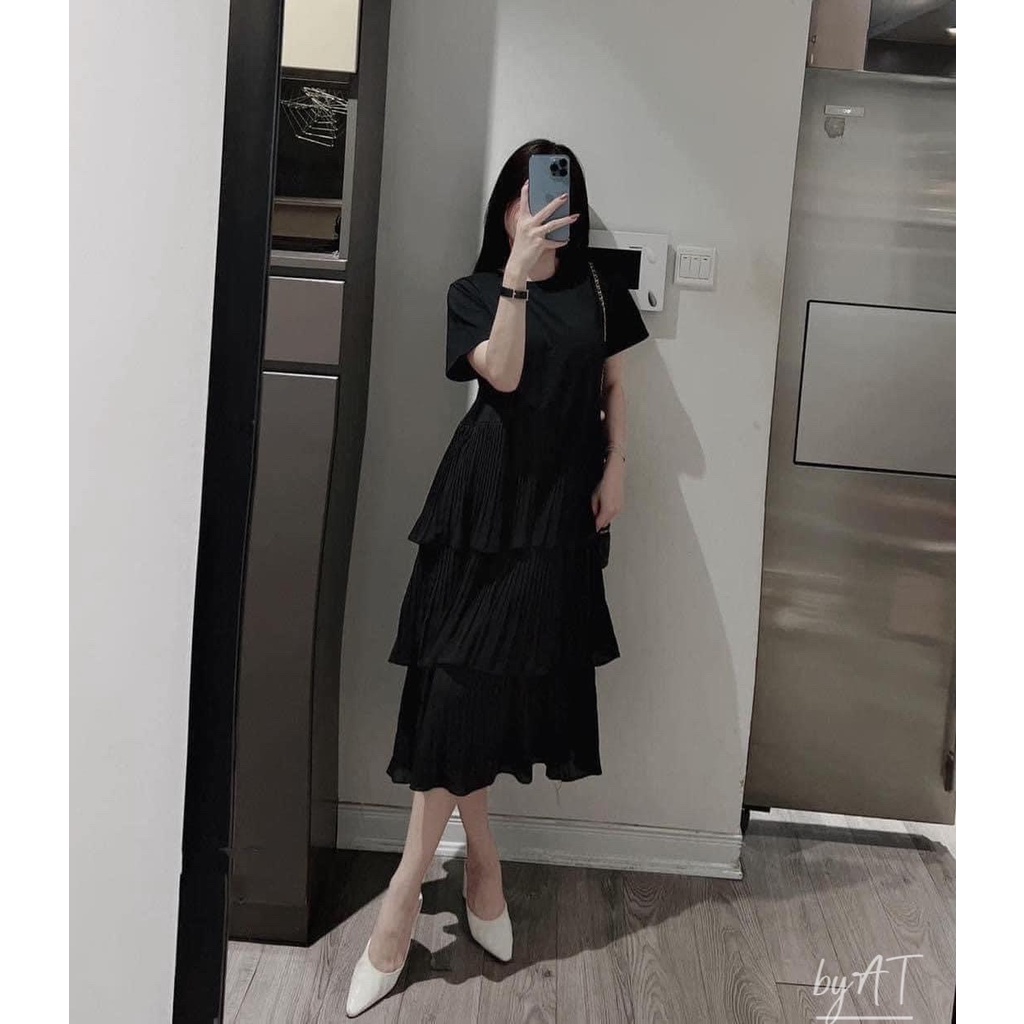 A170- VÁY ĐEN PHỐI LY XẾP TẦNG