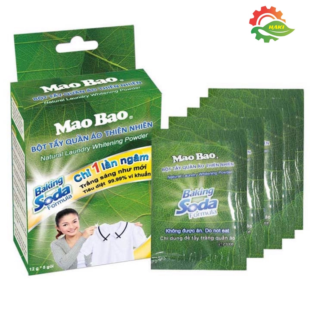 Bột Tẩy Trắng Quần Áo Maobao Chiết Xuất Thiên Nhiên, Tẩy Sạch, Thân Thiện Sức Khỏe - Gói 12G