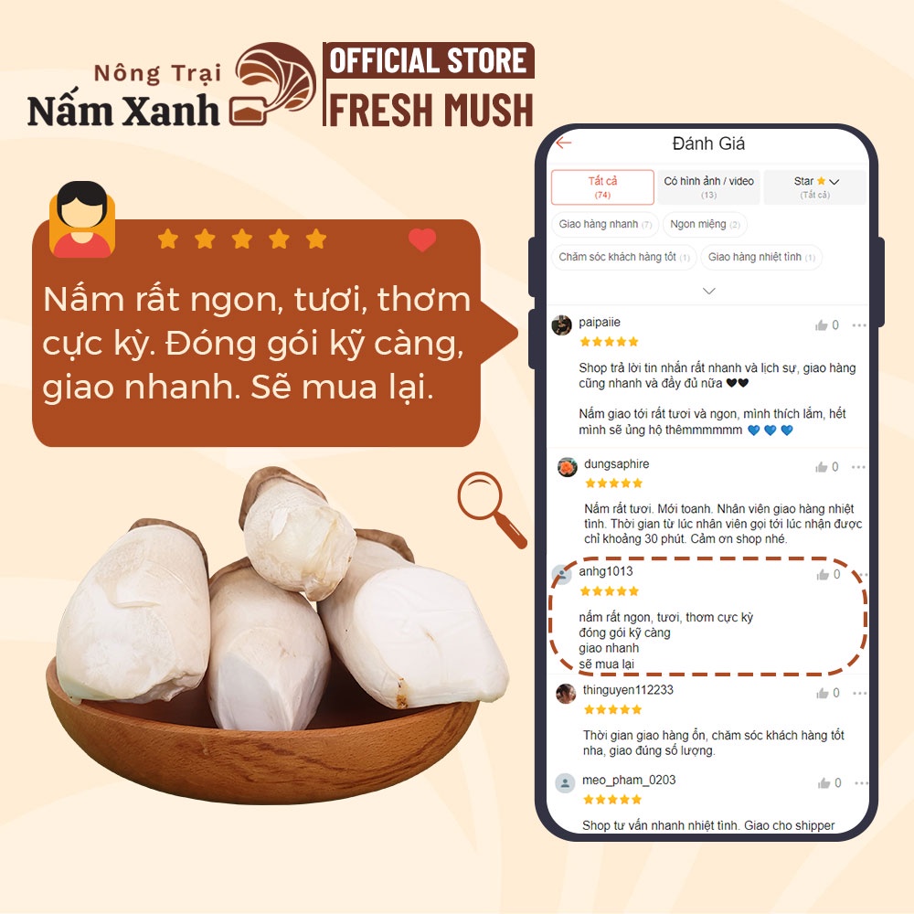 [HCM] Nấm Đùi Gà Tươi Loại 1 Khay 200gr Ngon Sạch Thân To Bổ Dưỡng - Nông Trại Nấm Xanh