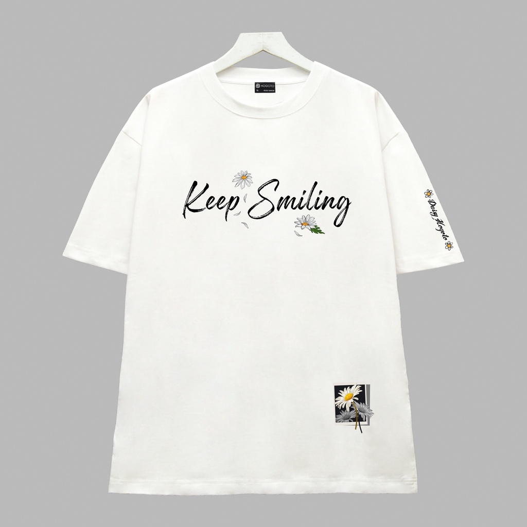 Áo thun KEEP SMILING HOA  shop Hogotoclub - 100% cotton định lượng 230gsm