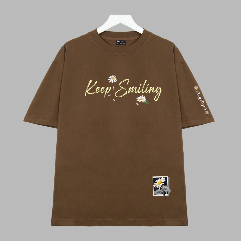 Áo thun KEEP SMILING HOA  shop Hogotoclub - 100% cotton định lượng 230gsm