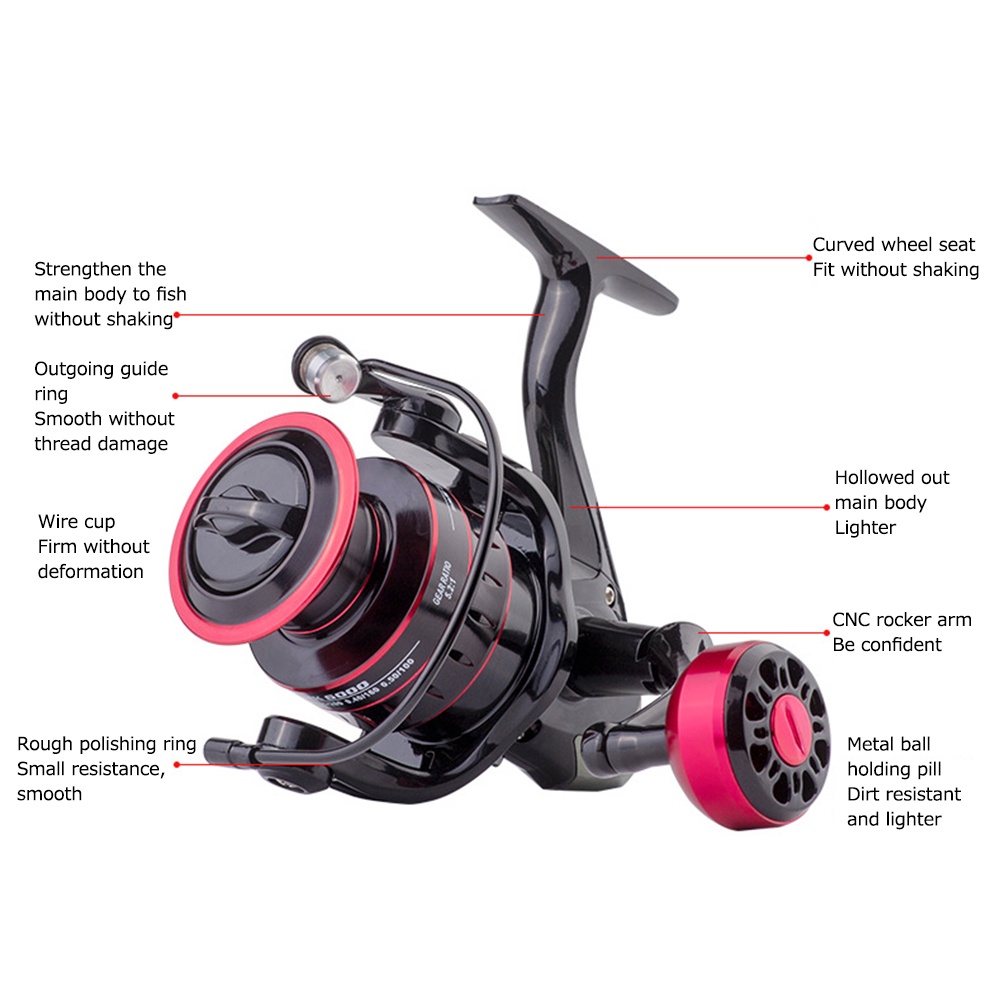 Máy câu - Máy câu cá kim loại HK2000-7000 dùng câu lure-Tay cầm kim loại