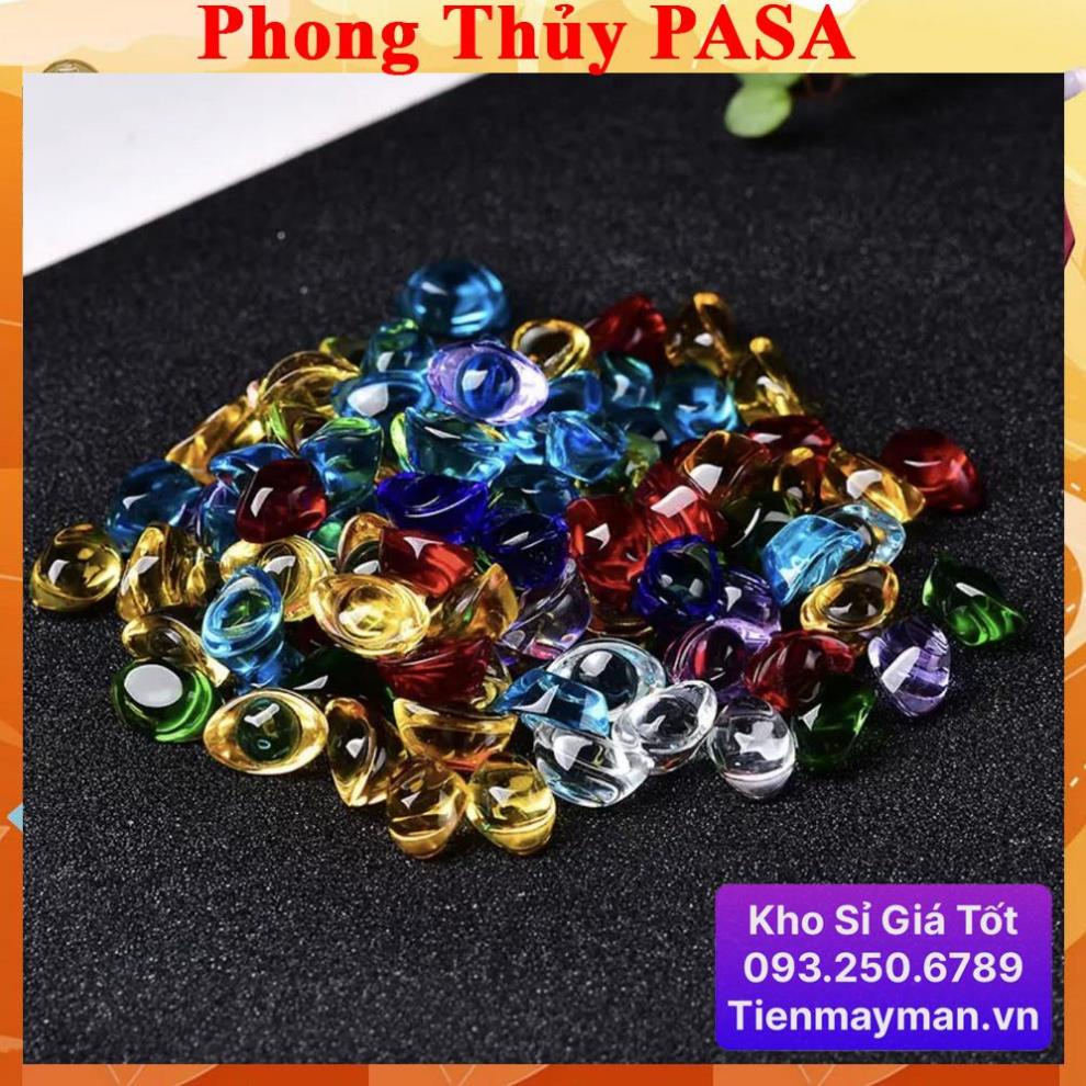 [HÀNG CHUẨN] Combo 50 Thỏi Vàng Phong Thủy Chất liệu Thủy Tinh Pha Lê Đủ Màu Sắc (Size mini 14mm)