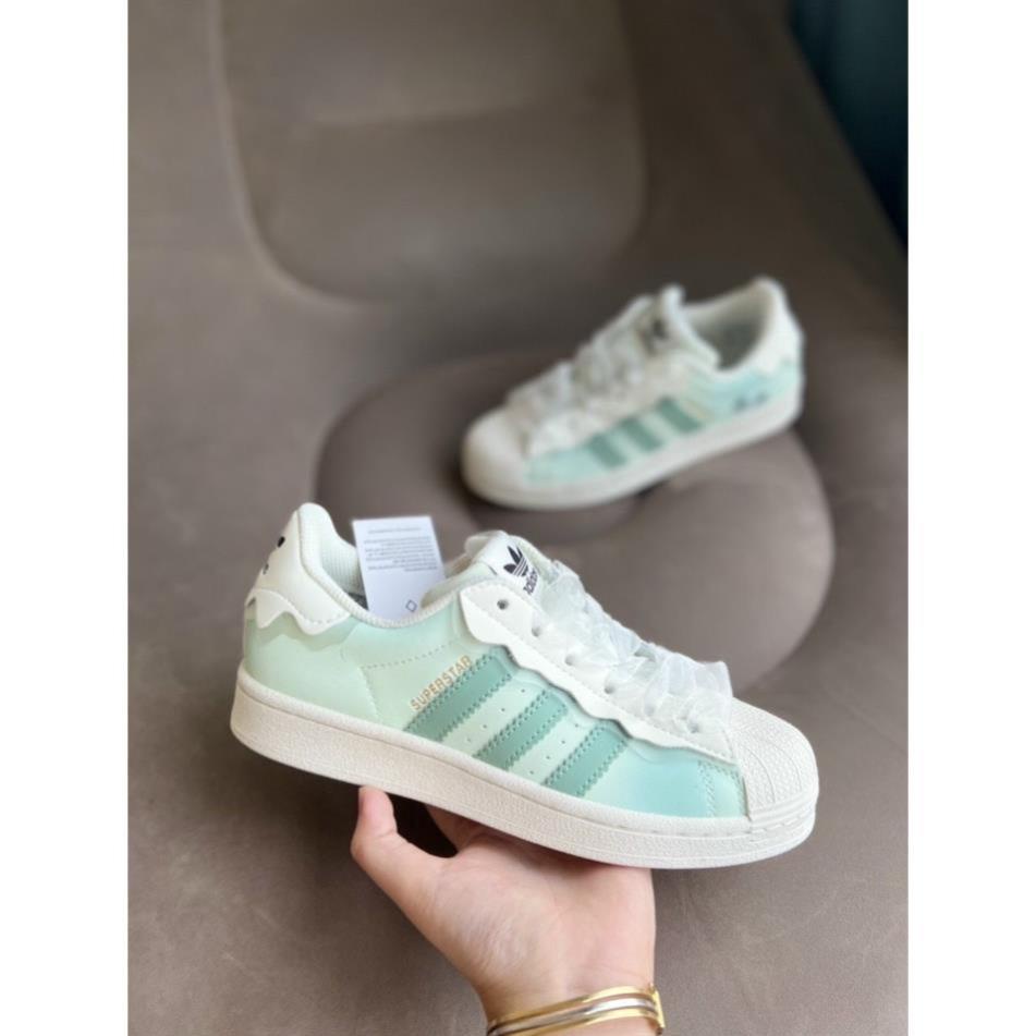 Giày Thể Thao Adidas Superstar W”WHITE/DAISY Hoa Cúc Sò Trắng Sữa Hoa Cúc Vàng Sọc Tím Tặng Tất, Sò ADIAS TRẮNG , XANH,