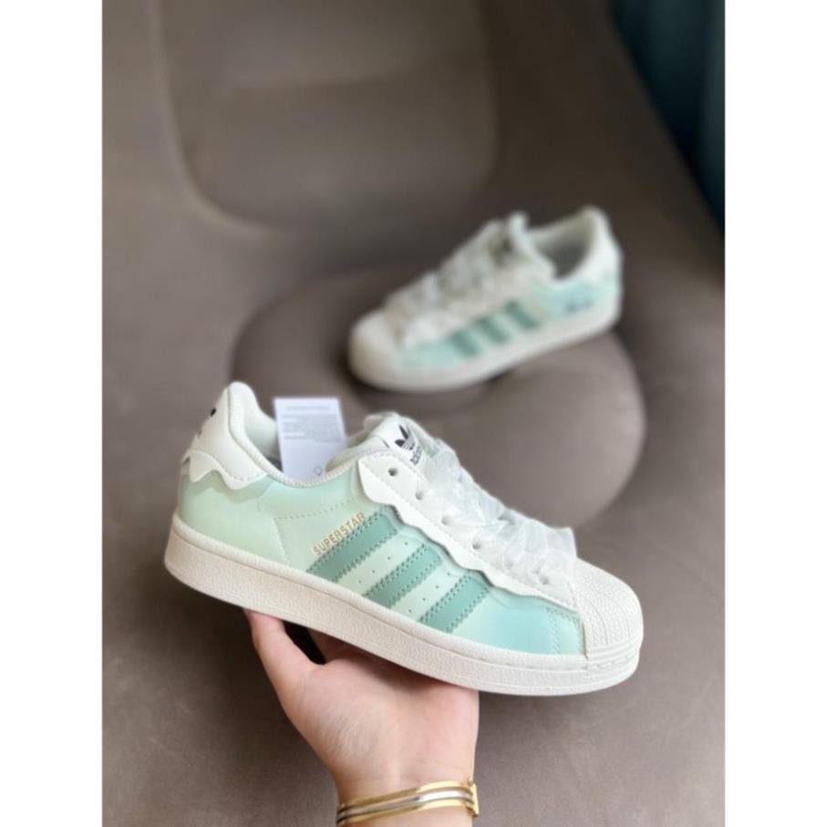 Giày Thể Thao Adidas Superstar W”WHITE/DAISY Hoa Cúc Sò Trắng Sữa Hoa Cúc Vàng Sọc Tím Tặng Tất, Sò ADIAS TRẮNG , XANH,