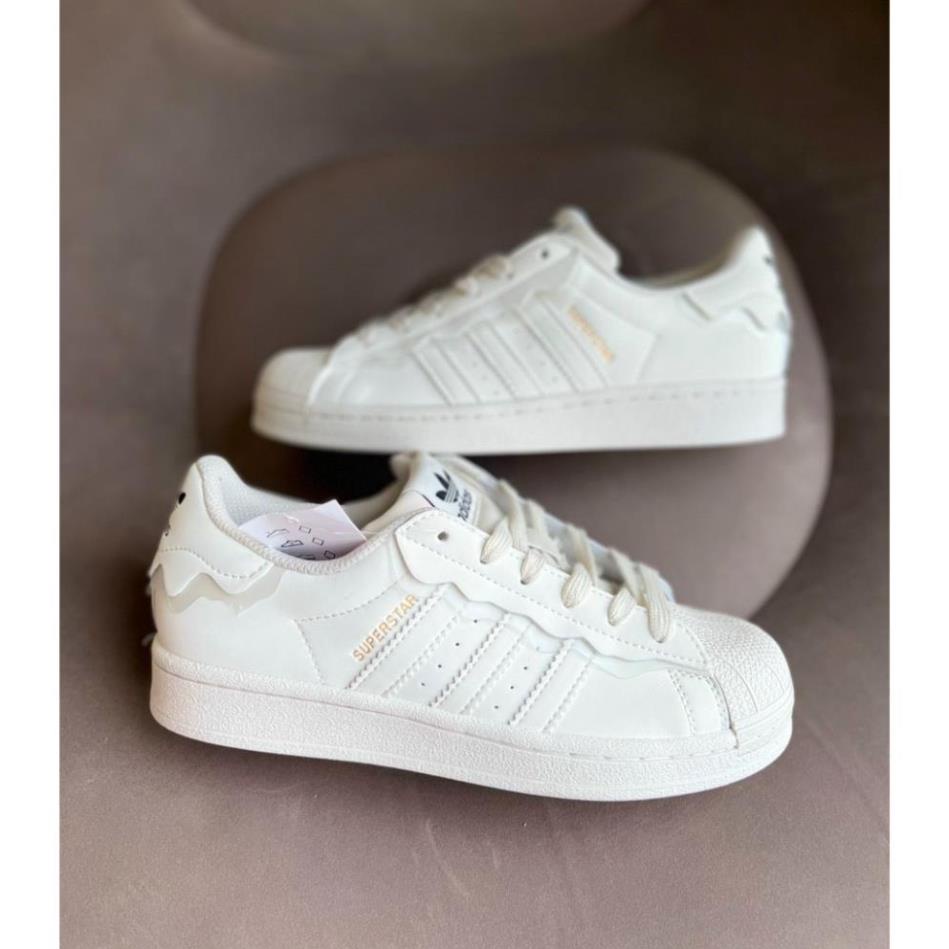 Giày Thể Thao Adidas Superstar W”WHITE/DAISY Hoa Cúc Sò Trắng Sữa Hoa Cúc Vàng Sọc Tím Tặng Tất, Sò ADIAS TRẮNG , XANH,
