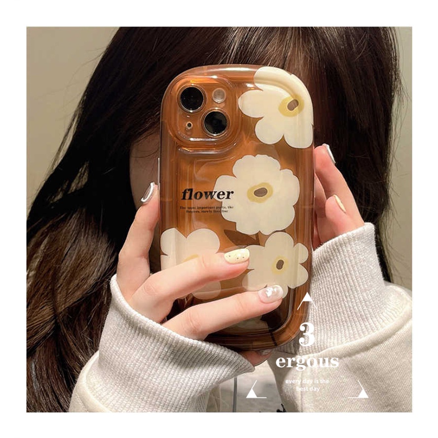Ốp Điện Thoại TPU Mềm Đệm Khí In Hình Hoa Nâu Cho iPhone 14 13 12 11 Pro Max SE2020 X XR Xs Max 7 8 Plus