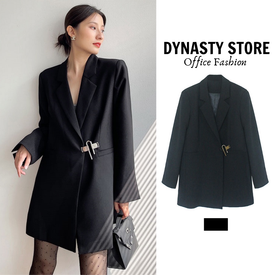 Áo vest công sở DYNASY STORE dáng rộng, khuy áo cách điệu sang chảnh, phong cách Hàn Quốc, trẻ trung áo khoác thời trang dành cho nữ