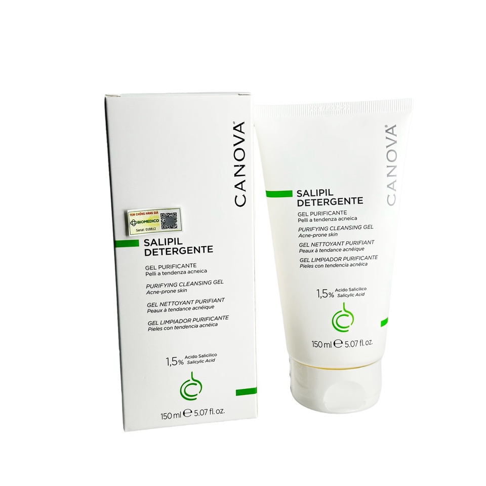Gel rửa mặt ngừa mụn, thanh lọc da Canova Salipil Detergente - Purifying Cleansing Gel 150ml
