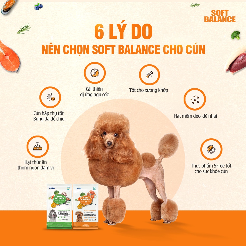 Hạt mềm CAO CẤP cho chó SOFT BALANCE tốt cho DA và ĐƯỜNG RUỘT túi nhỏ 100g VỊ CÁ HỒI