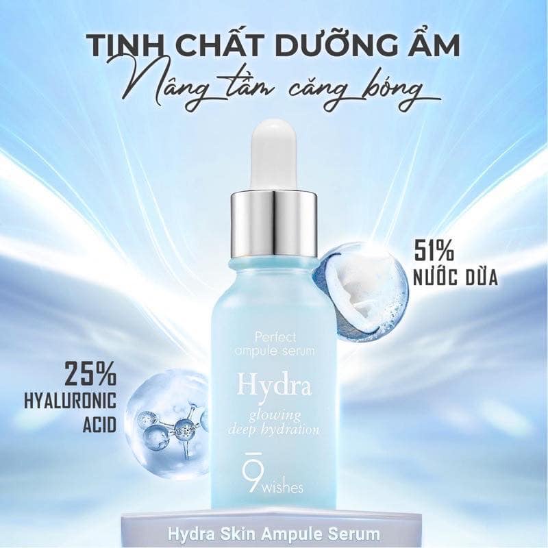 Serum dưỡng Ẩm, Căng Bóng Da 9 Wishes Perfect Ampule Serum Hydra 25ml