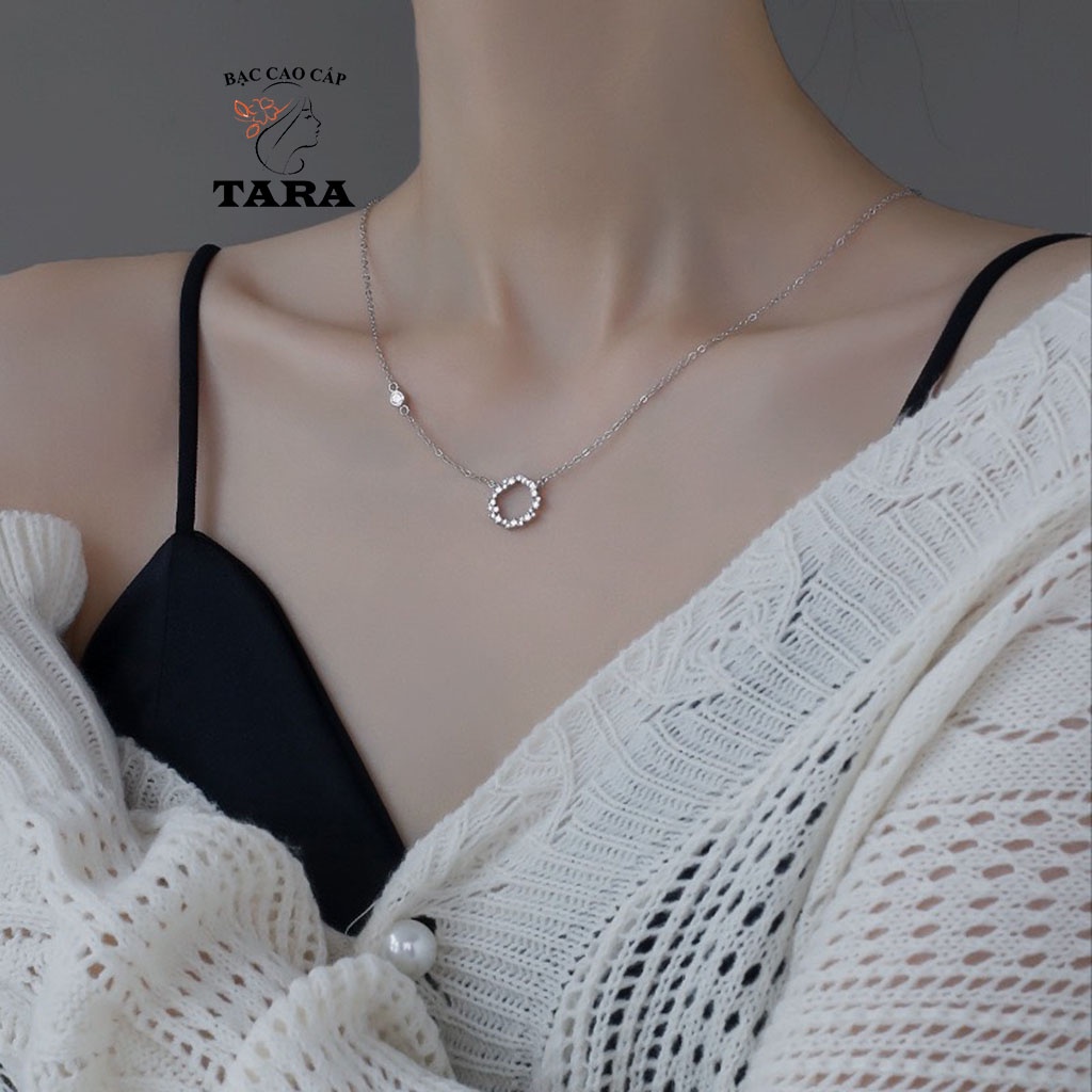 Dây Chuyền Bạc Cao Cấp 925, Dây Chuyền Bạc Nữ, Mặt Vòng Nguyệt Quế Gắn Đá CZ Sáng Phong Cách Trẻ Trung Hàn Quốc TARA