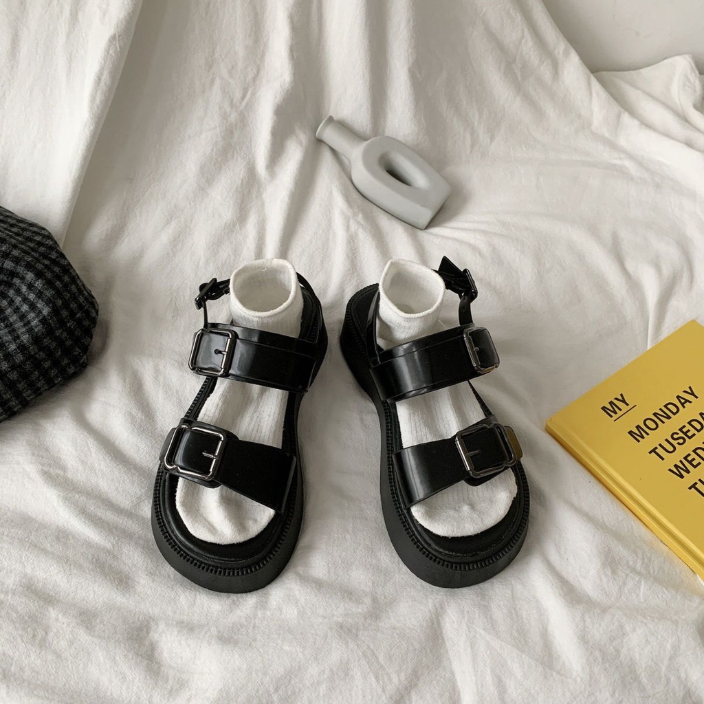 Giày Sandal Đế Dày Phối Khóa Kim Loại Thời Trang Mùa Hè Cho Nữ